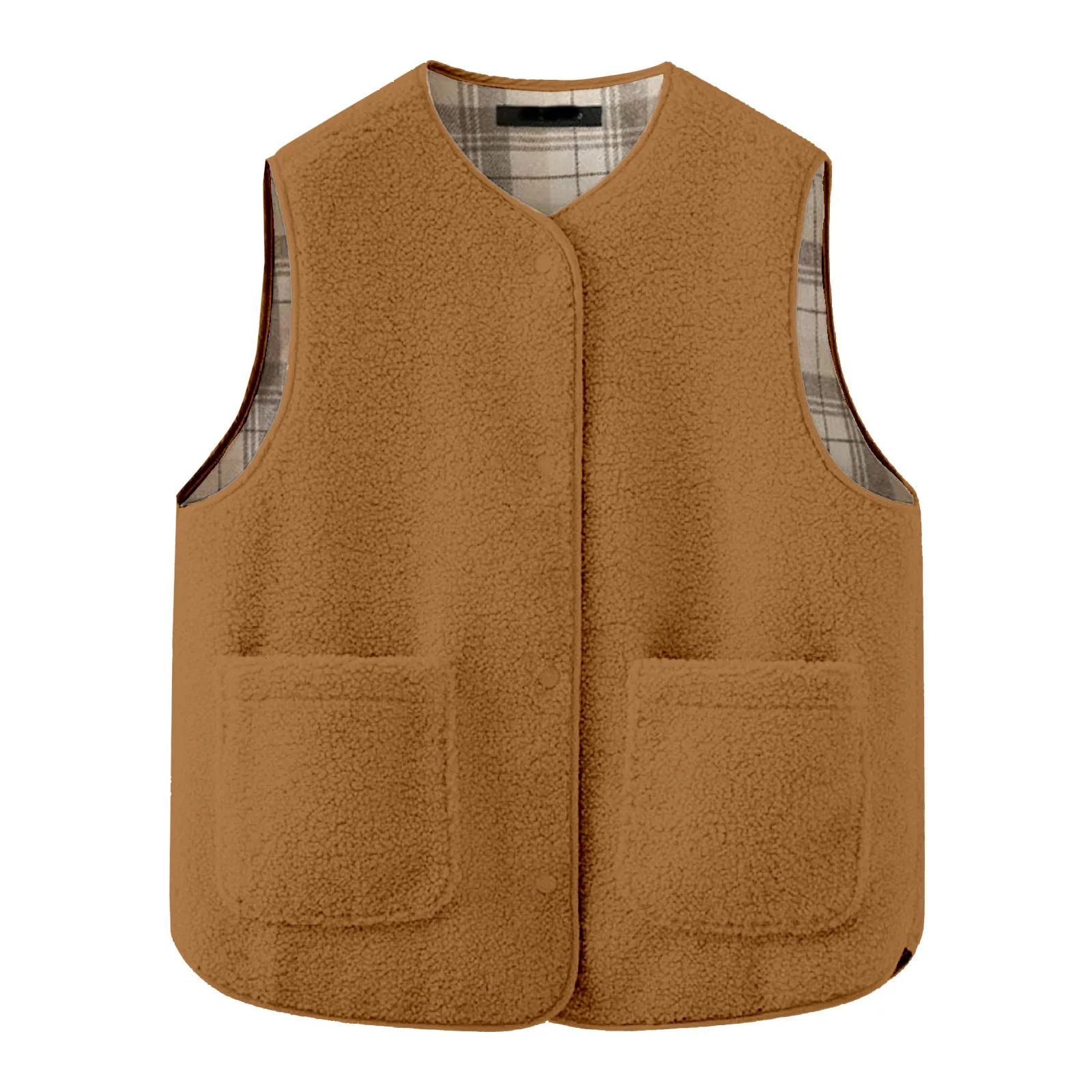 High Quality DoubleSided Lamb Wool Waistcoat Winter Plush Sleeveless Vest Warm Jacket Korean Style Coat For Women Chaleco Lana 251027