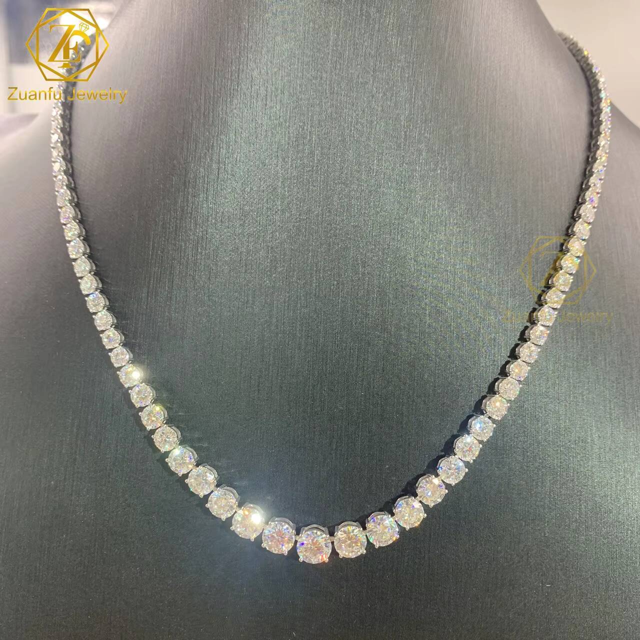 Factory Wholesale Price S925 Moissanite Diamond Tennis Necklace 2965mm Graduated VVS Chains Fine Necklaces