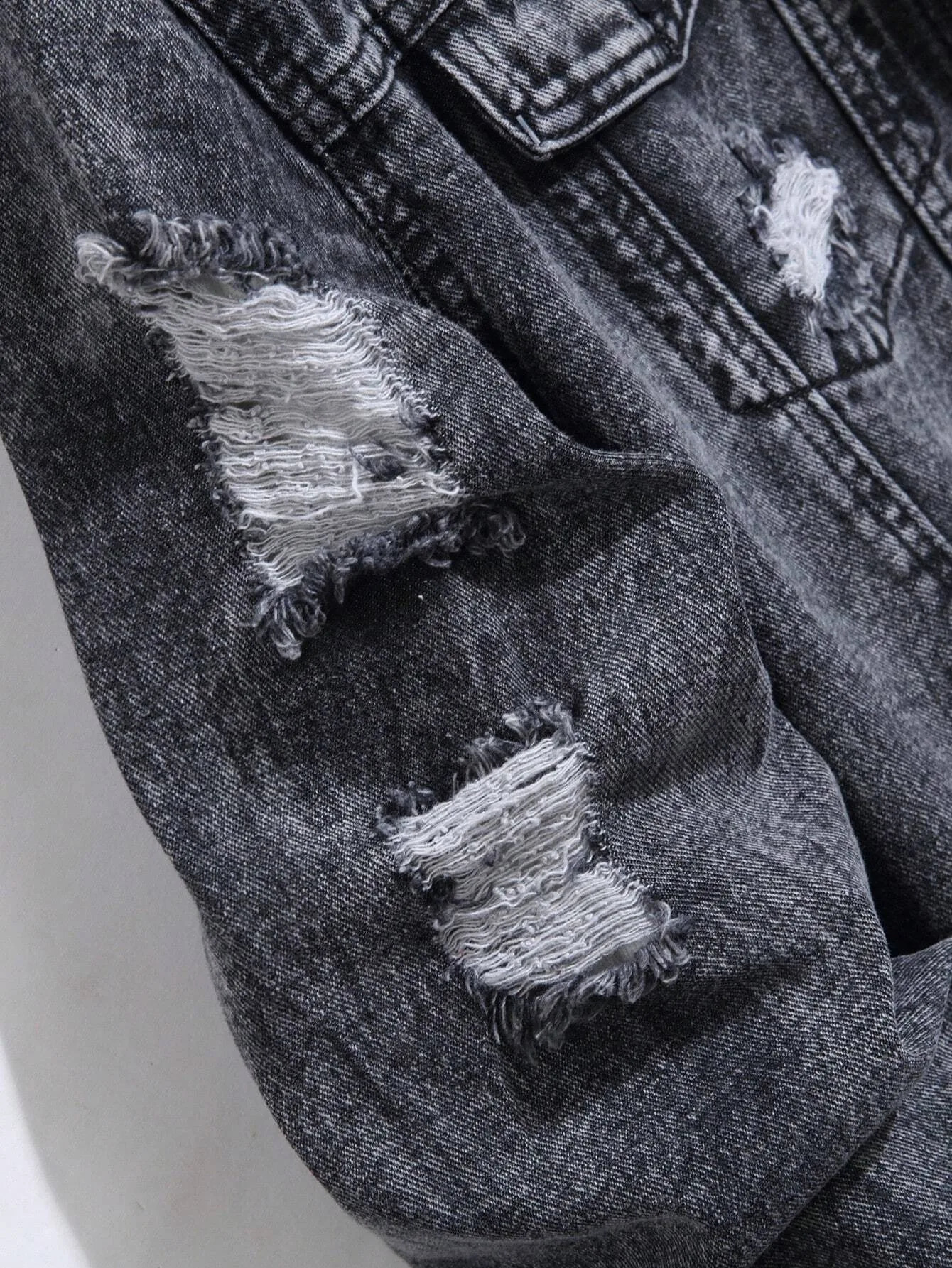 1PC Mens casual selling black distressed stoashed flight jacket daily American street fashion denim 251017