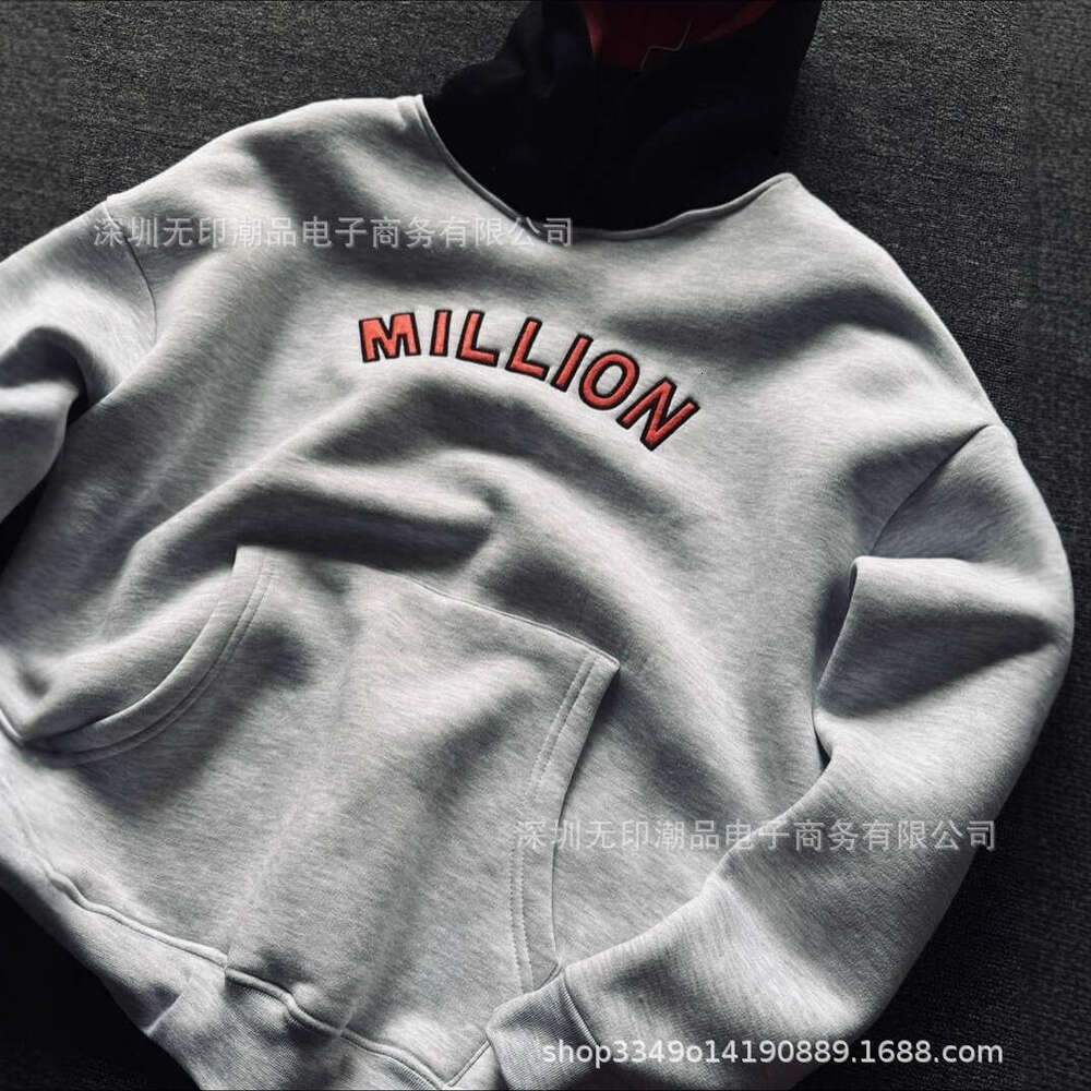American Street Trend Winter Spliced Three-Dimensional Letter Embroidery Pattern Unisex Loose Hoodie