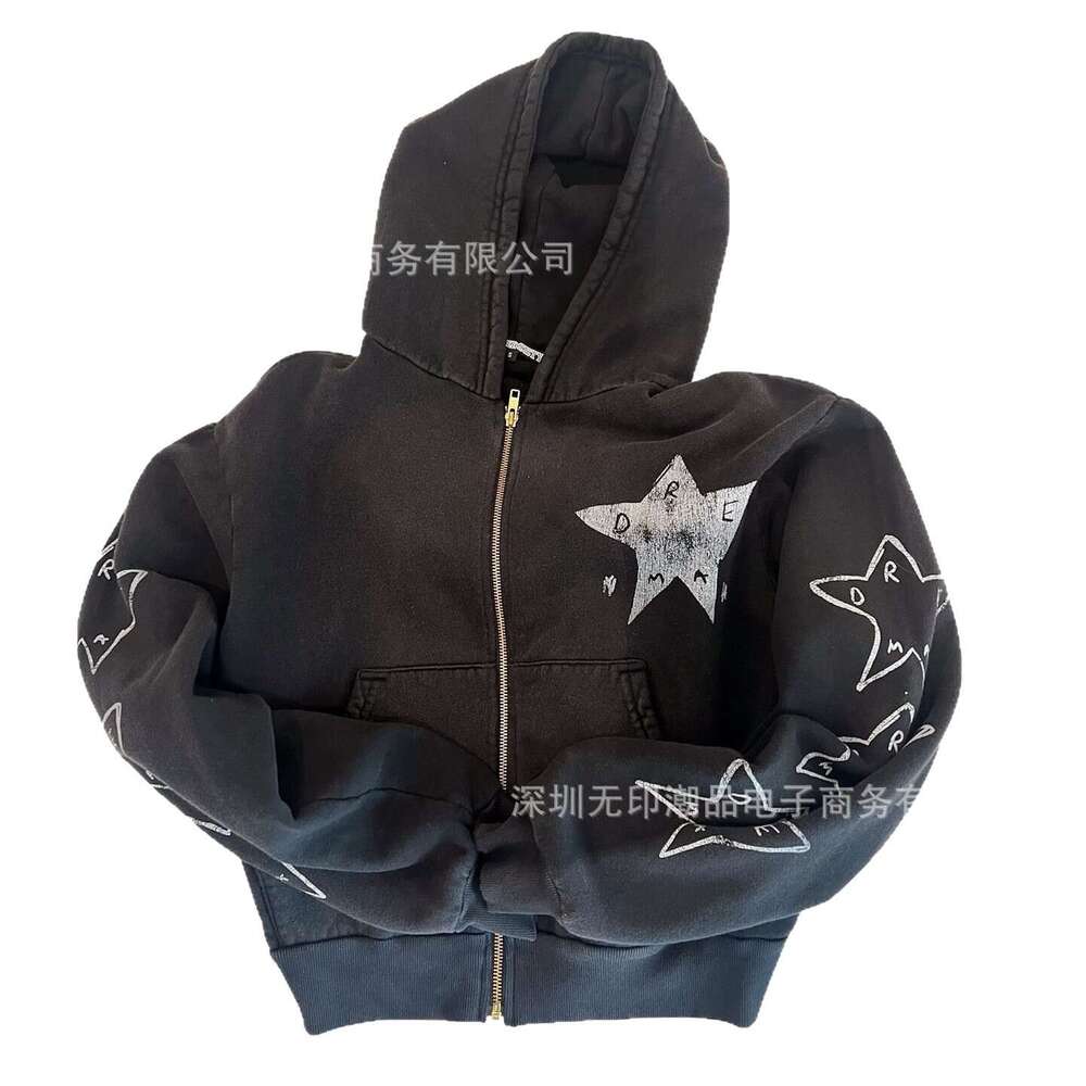 American Dark Street Style Unisex Loose Star Letter Print Hoodie