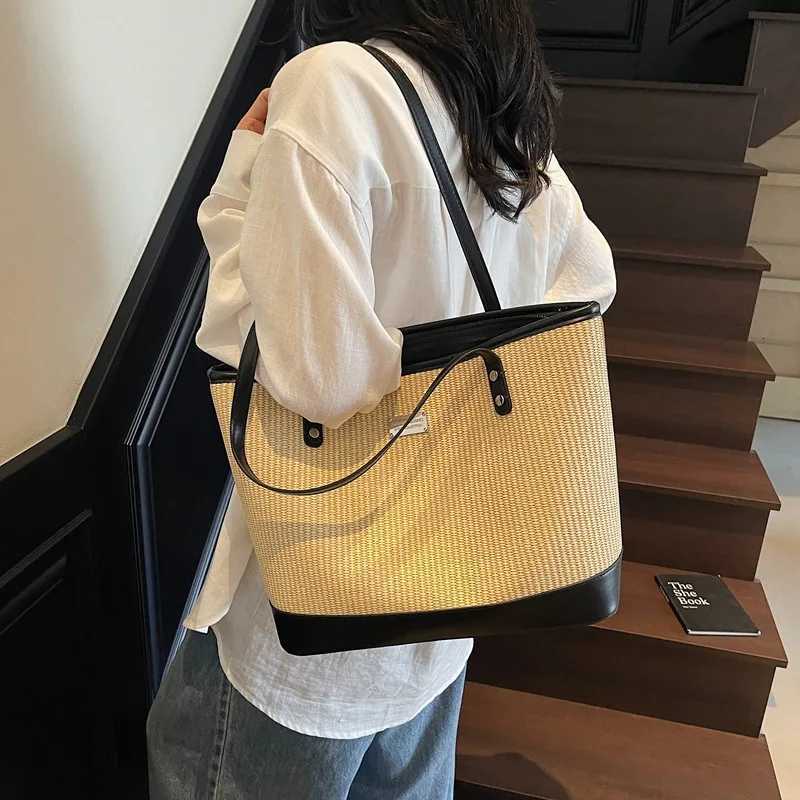 2025 Wens Woven Str Tote Single Shoder Large Capacity Premium Feel Perfect for Work School Weekend Getays1 D251028