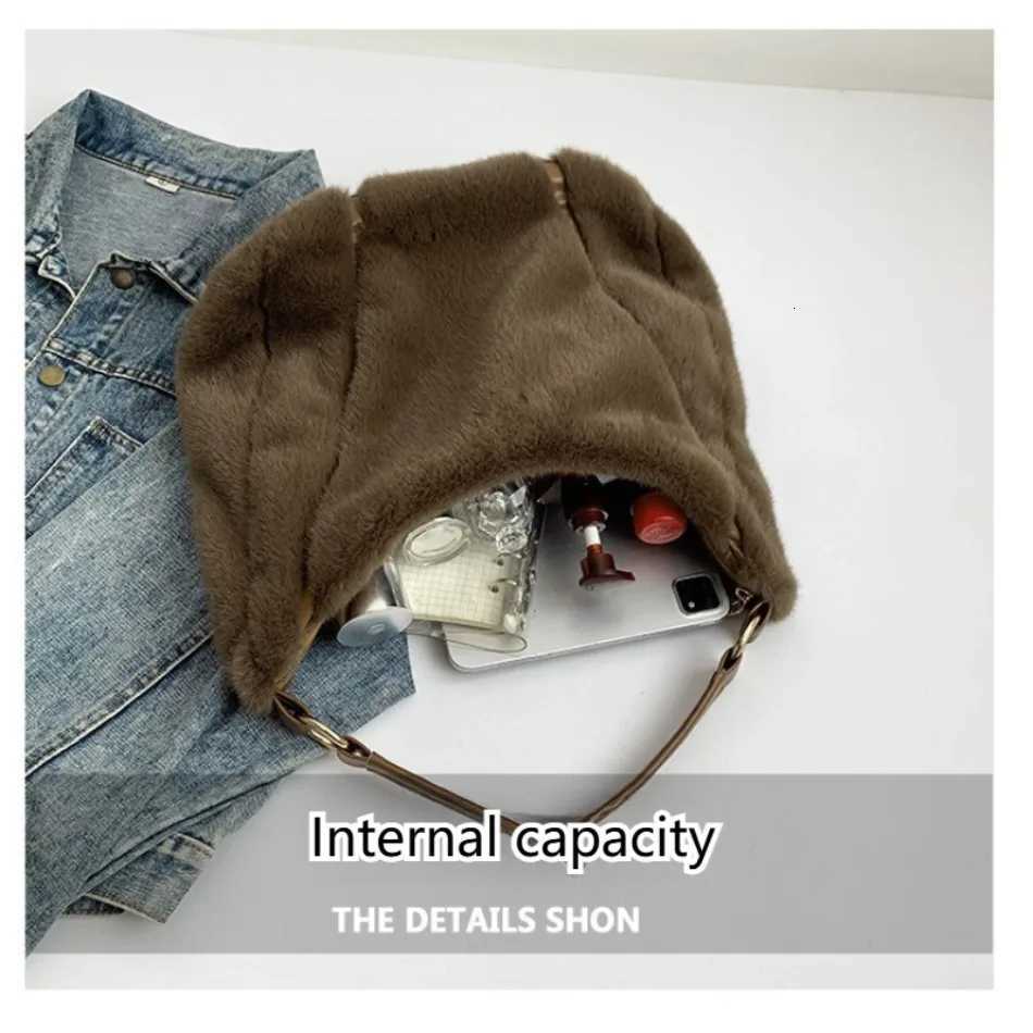 AutumnWinter faux mink fur womens bag commuterfriendly largecapacity tote bag versatile handheld singleshoulder bagsT251028