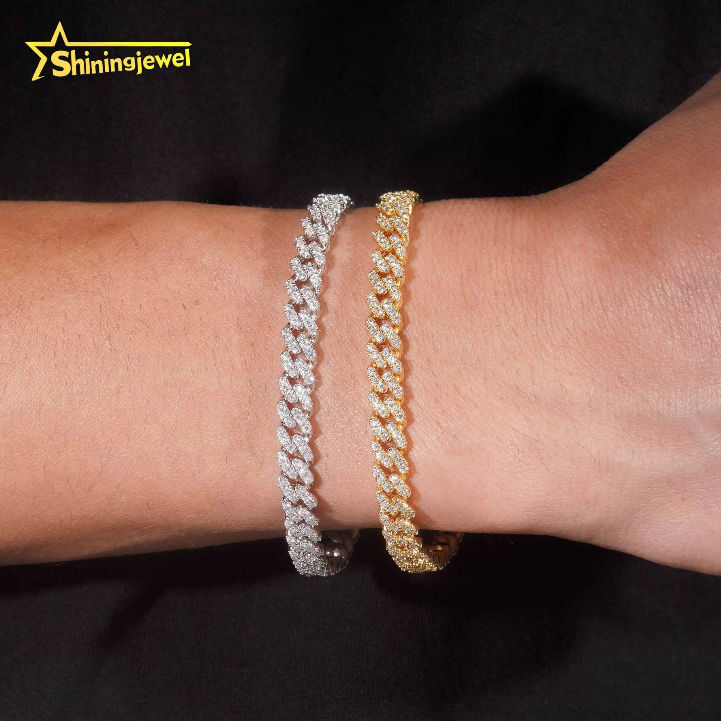 Fine Jewelry 925 Sterling Silver Cuban Link Chain 6MM High Quality Pass Diamond Tester Moissanite Cuban Link Bracelet Men