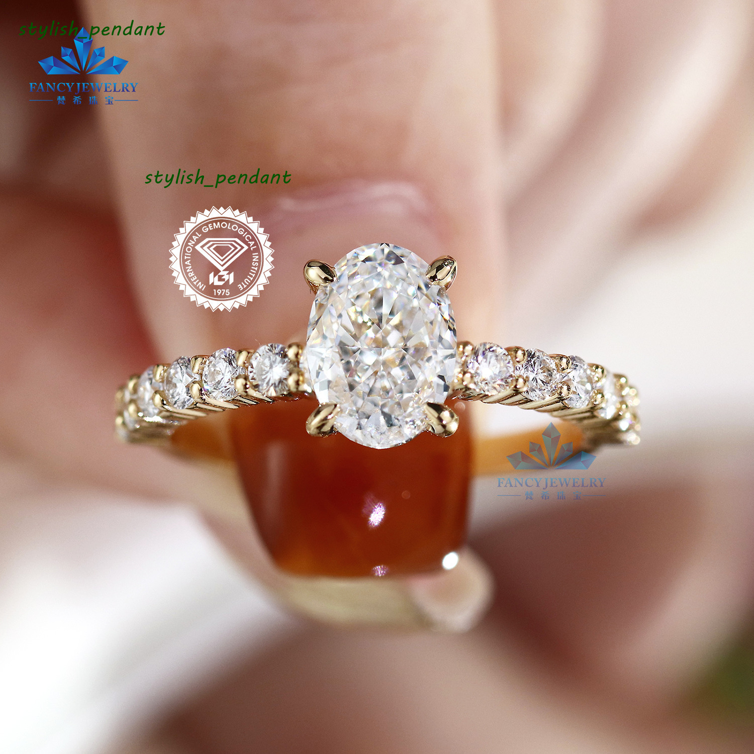 IGI Certified Lab Grown Diamond Solitaire Ring Women 10K 14K 18K Gold Radiant Oval Vvs Lab Created Diamond Engagement Ring