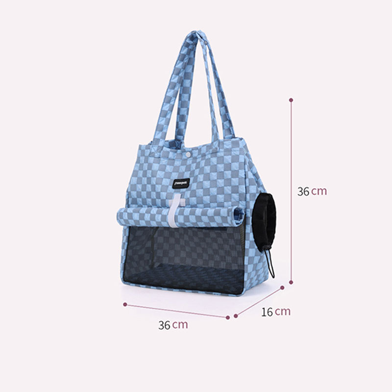 Designer Dog Carrier Bag, Adjustable Pet travel bag For Dogs And Cats - Durable, Breathable, Checkerboard pattern crossbody bag