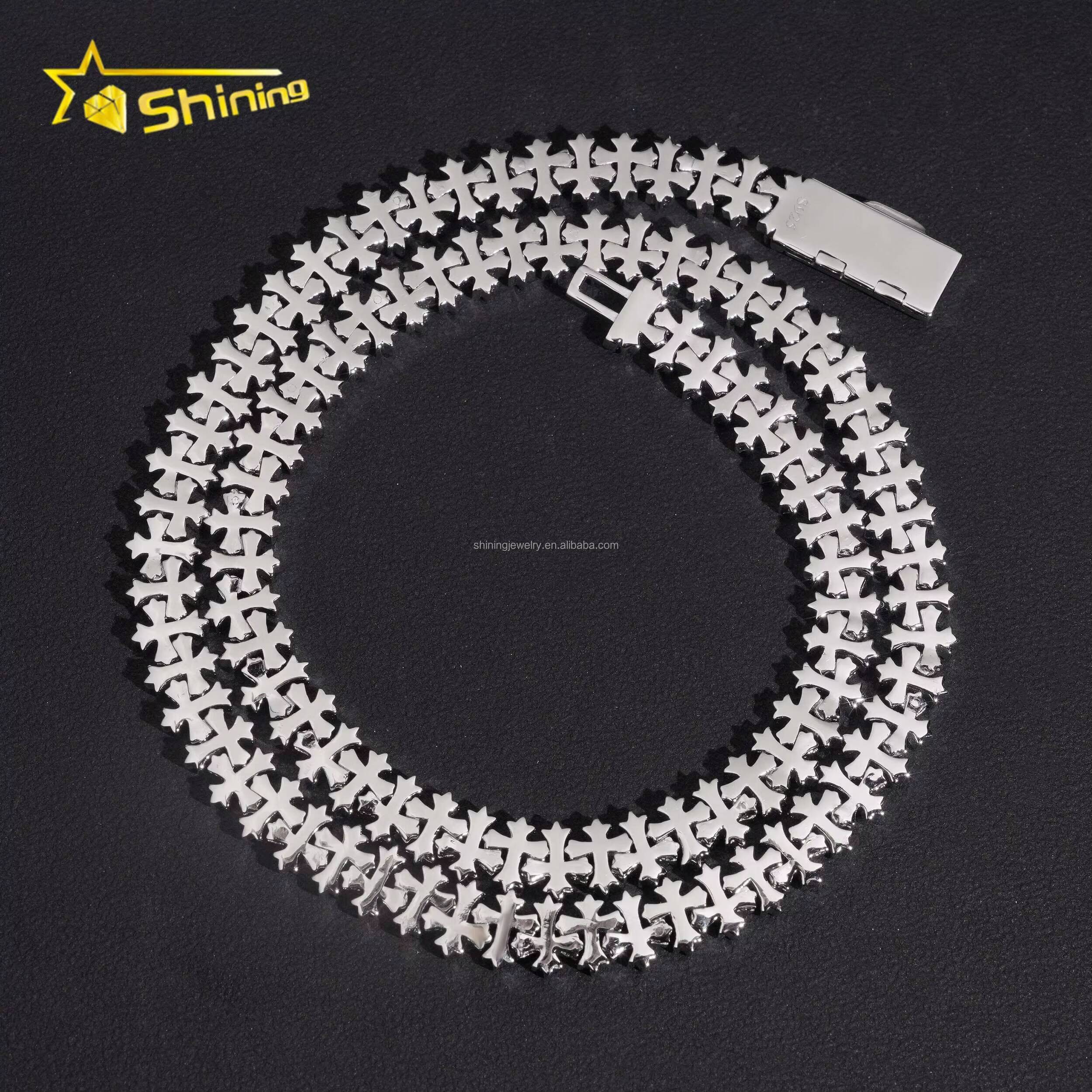 Unique Design Fashion Man Jewelry GRA Certificate S925 Iced Out VVS Moissanite Cross Shape Miami Cuban Link Chain Bracelet