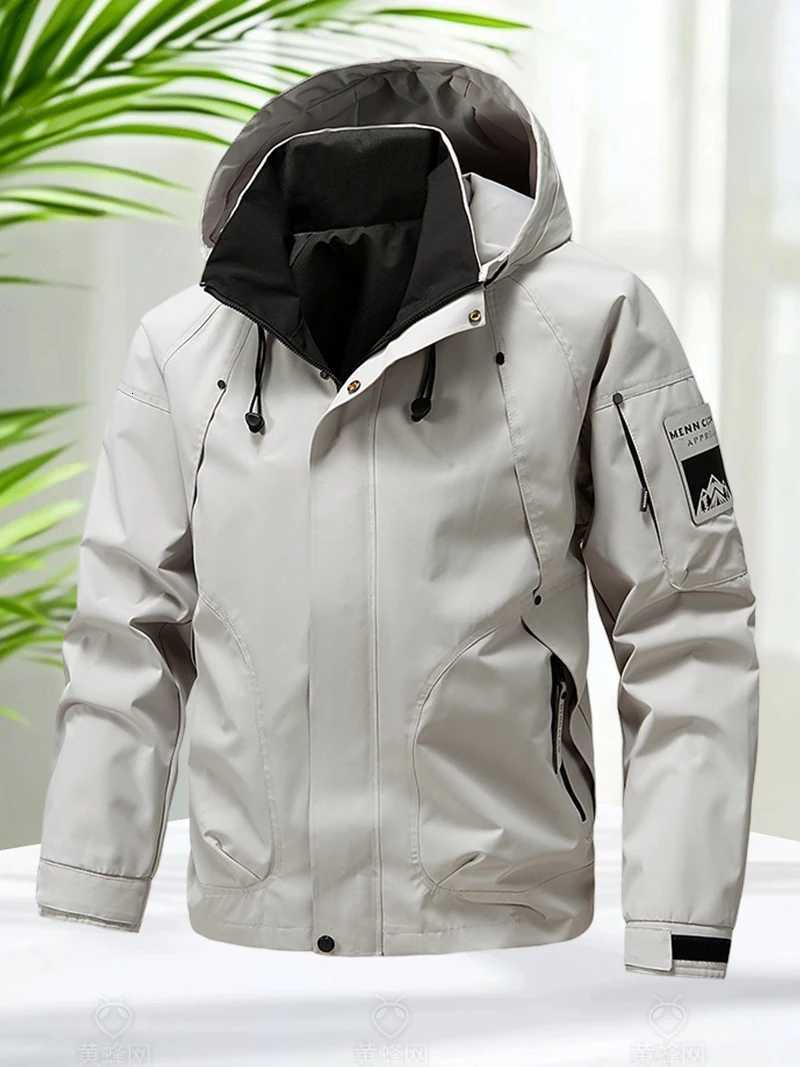 Waterproof Jacket Men Outdoor Softshell Zip Up Hooded Jacket Windbreaker Hiking Camping Coats Lightweight Spring Autumn Coats X2510281