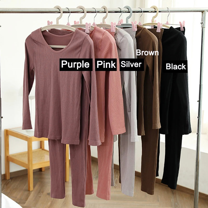 1 Set Warm Thermal Underwear Sexy Ladies Intimates Long Johns Women Shaped Sets Female Middle Collar Thermal Shaping Clothes 251027