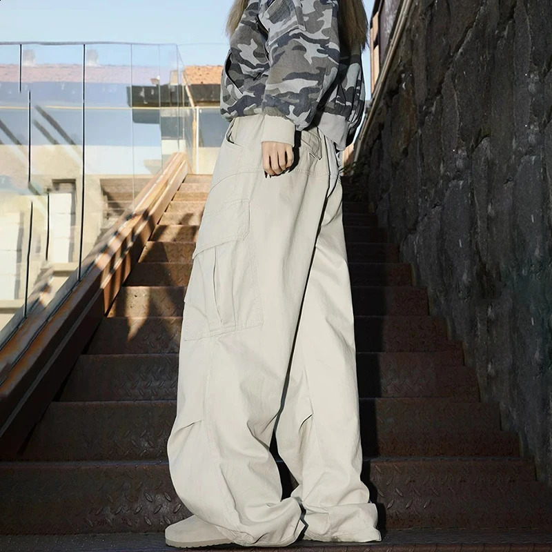 Spring Autumn Big Pocket Mens Cargo Pants Loose Straight Wide Leg Trousers Baggy Outdoor Workwear Man Hip Hop Sweatpants 251027