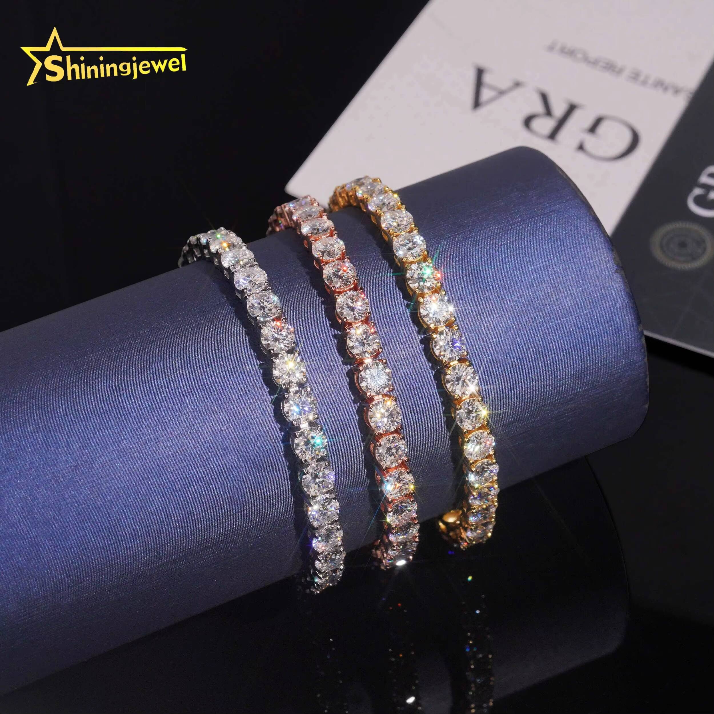 Ready to Ship Cheapest Price VVS Moissanite Pass Diamonds Test Gold Plated Sterling Silver 925 Tennis Chain Iced Out Jewelry