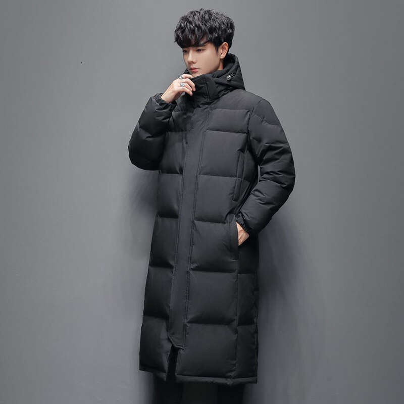 Men's winter big long down coat hooded down jacket women's down parkas black thick long hooded outdoor puffer jacket warm oversize ski padde