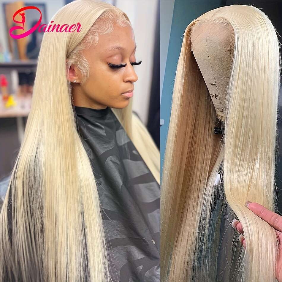 613 Blonde Front - 180% Density Human Hair, 13X4 Lace Frontal Wig Women, Elegant Straight Hair Style, Perfect For Halloween Cosplay
