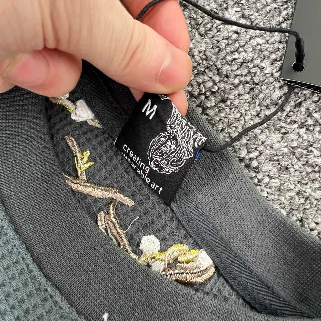 25fw Waffle Long Slve Derschutze Cherry Blossom Embroidery T Shirt Men Women Best Quty Heavy FabricUnisex T Tops TShirt X251028