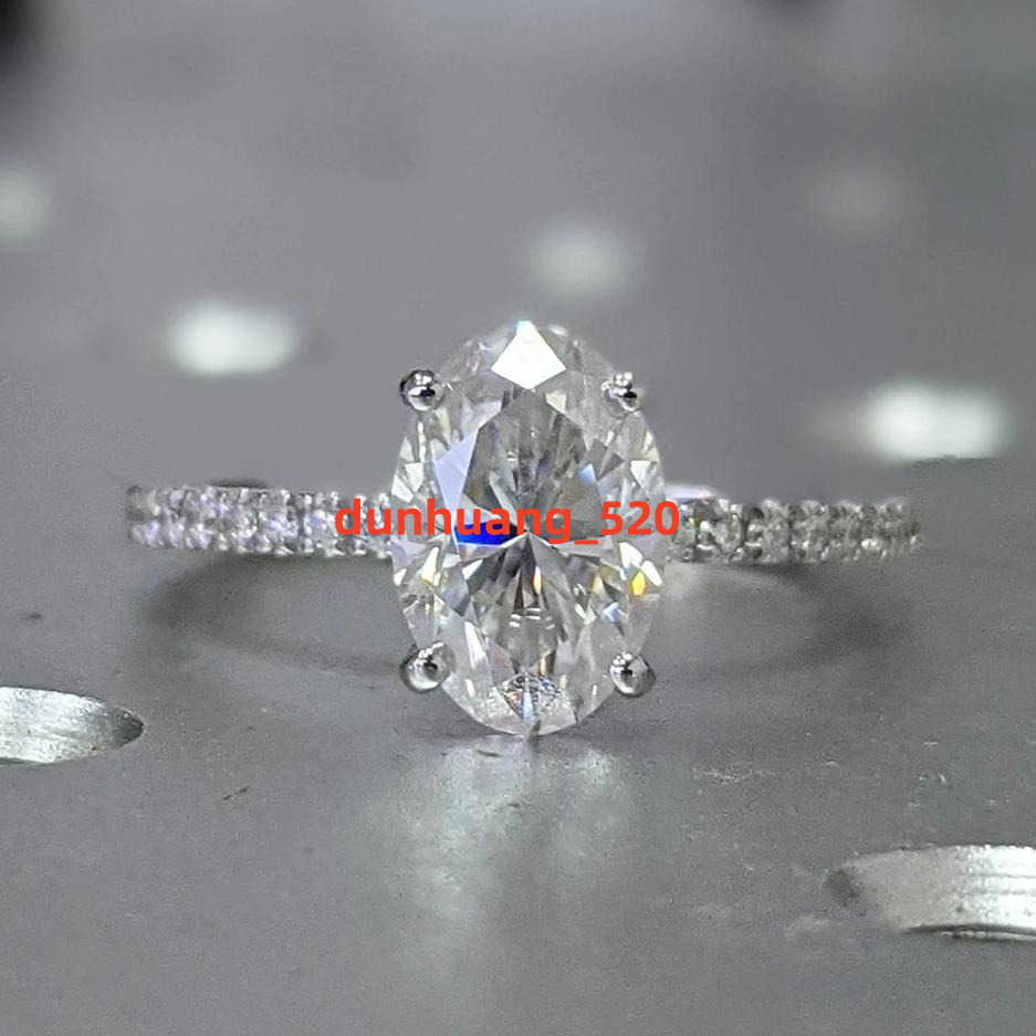 Moissanite Jewelry S925 Silver Oval 9x6mm Moissanite Diamond Solitaire Women Wedding Ring