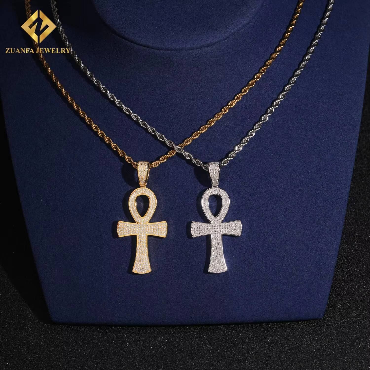 Trendy Jewelry Fine Pendants 925 Sterling Silver Hip Hop Cross Pendant Men Women Moissanite High Quality Gift