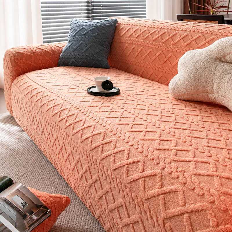 High Elasticity Solid Jacquard Sofa Cover Warm Home Accessories for Autumn and Winter Anti Slip and Dustproof Couch Cushion C251028