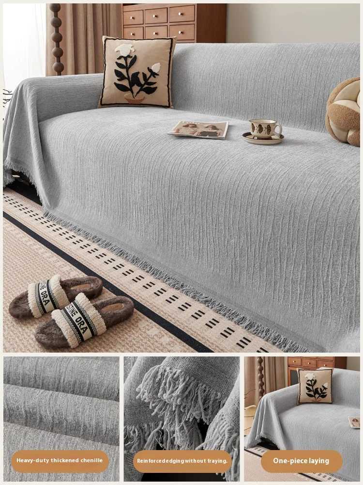 Sofa Cover LShaped Sofas Reversible All Season Chenille Stretchable Couch Slipcover Protector NonSlip Sofa Blanket Home Living C251028