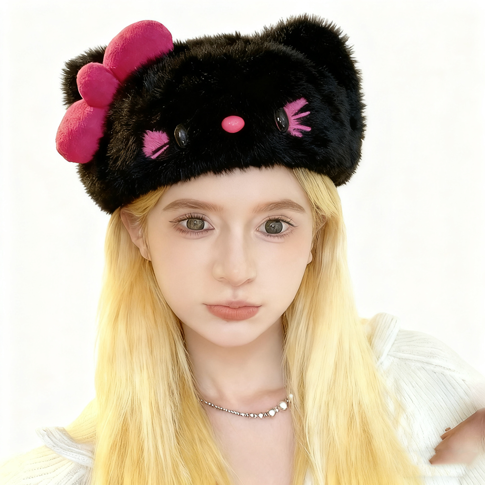 Hello Kitty Plush Hat Women Girls Cute Sweet Autumn Winter Warm Beret Caps HelloKitty Little Painter Hats Sanrio Hat