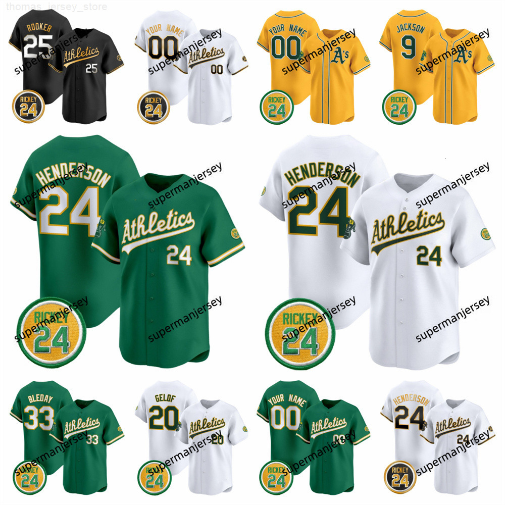 Custom Athletics 2025 Ricky Henderson Memorial baseball Jersey All Stitched Brent Rooker Bleday Zack Gelof Shea Langeliers