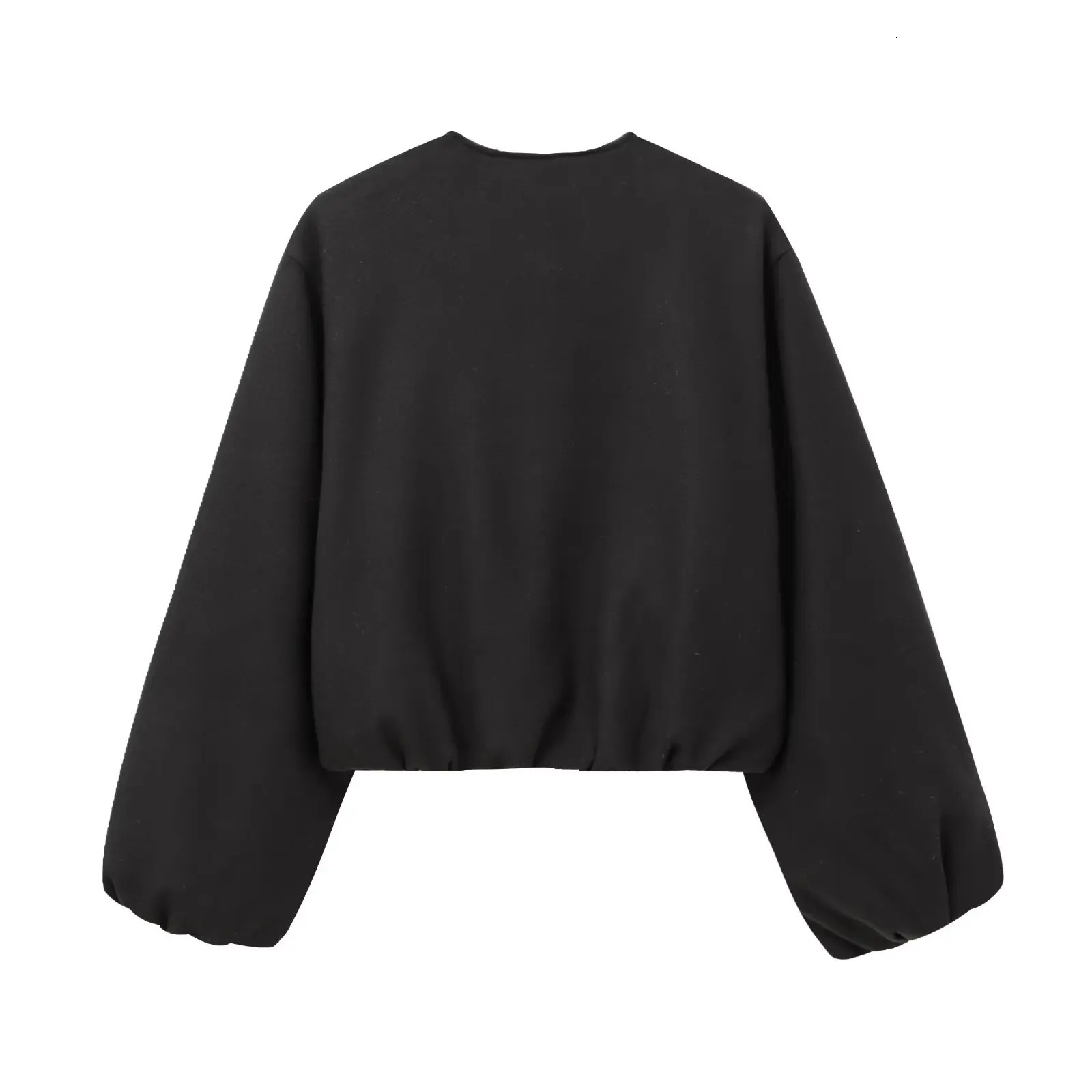 MUJER Black Bomber Jackets for Women Zipper Varsity Jackets Women Soft Cropped Jackets Woman 2025 Long Sleeve Winter Coat Female 251028