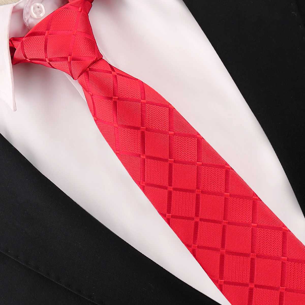 Plaid Tie Man Solid Check 8CM Necktie Plaid Luxury Groom Groomsman Wedding Tie Business Suit Jacquard Woven Classic Gravata GiftW251028