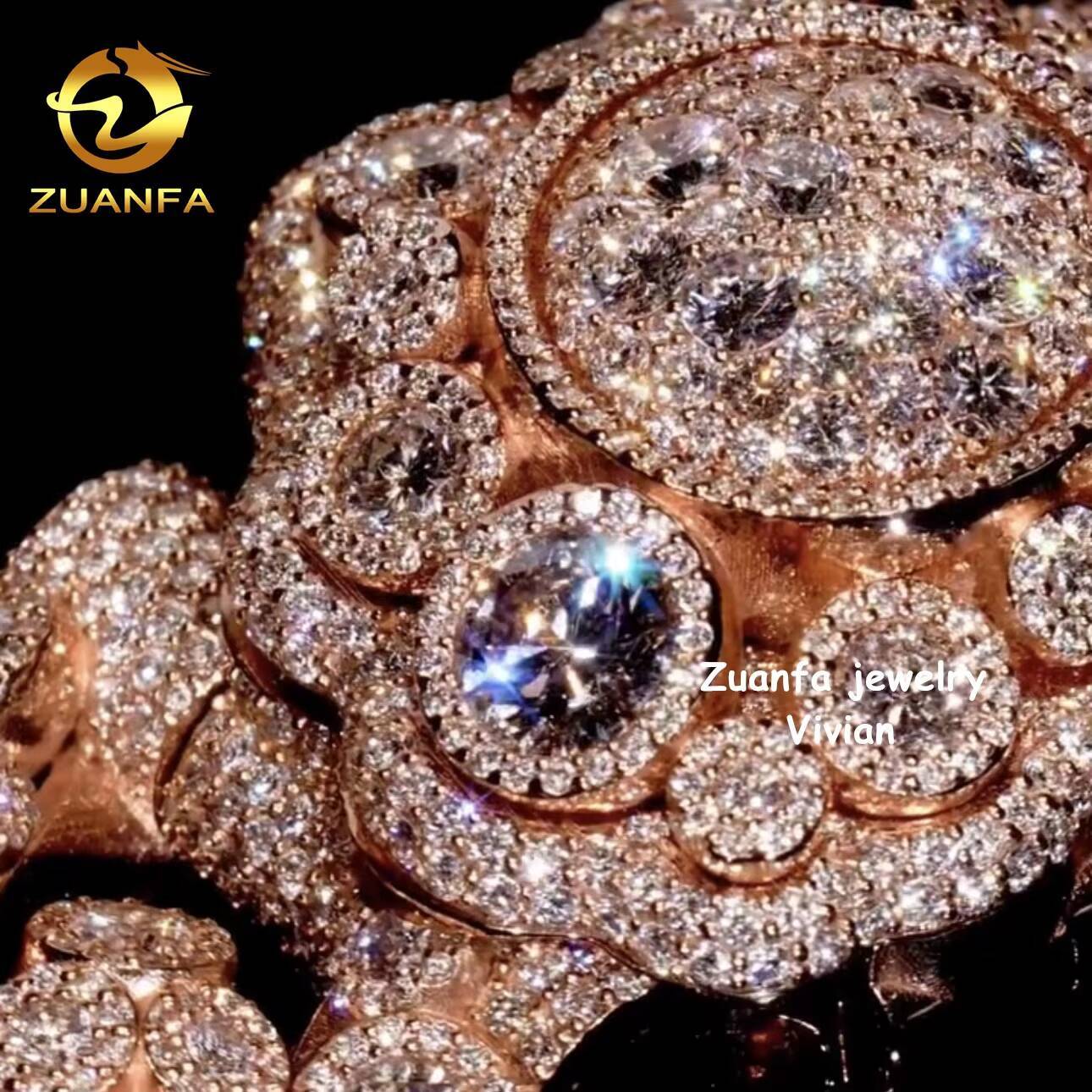 Iced Out 20mm VVS Moissanite Diamond Sterling Silver 925 Cuban Link Moissanite Hip Hop Cuban Link Chain Necklace