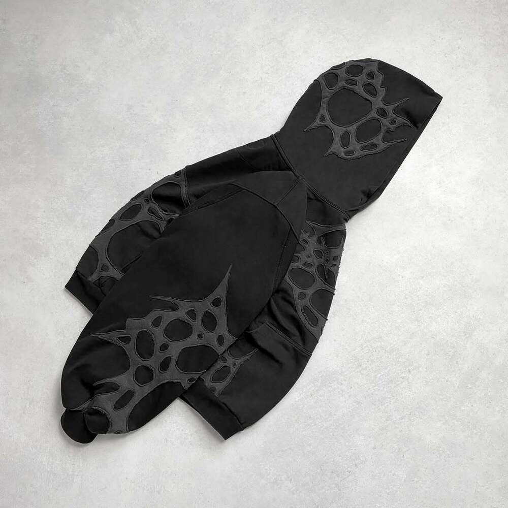 2025 New Men's Women's Street Hoodie with Rhinestones and Zipper, Printed Streetwear