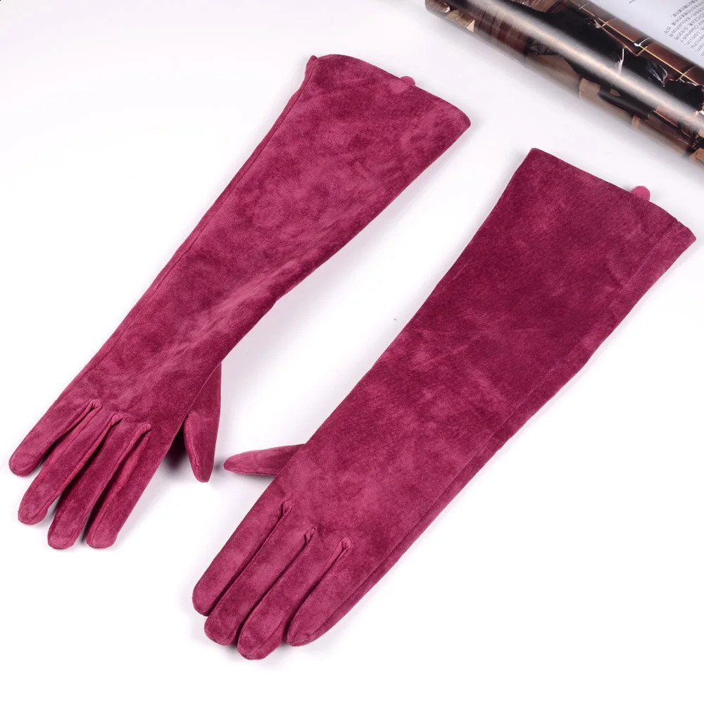 30 40 50 60 70cm Womens Ladies Real Suede leather Winter Tender Party Long Evening Gloves OperaLong Gloves 251027