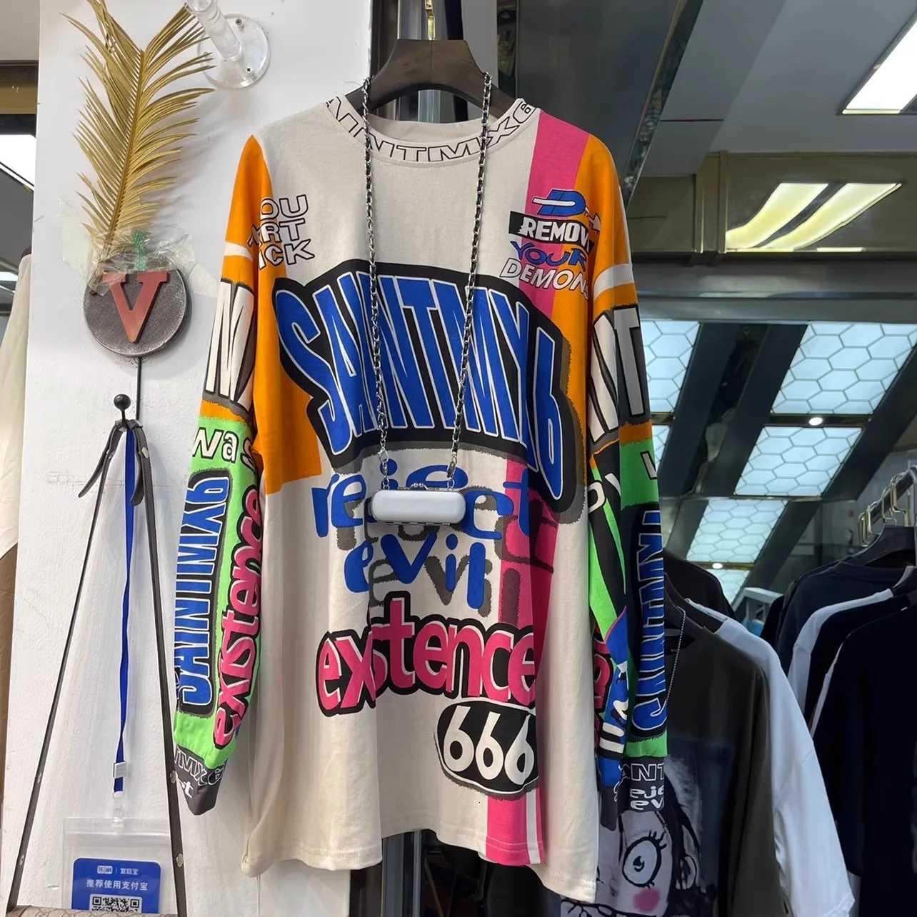 Oversized clothes Spring new style printed fashion graffiti Maillard top womens long slve Tshirt X251028