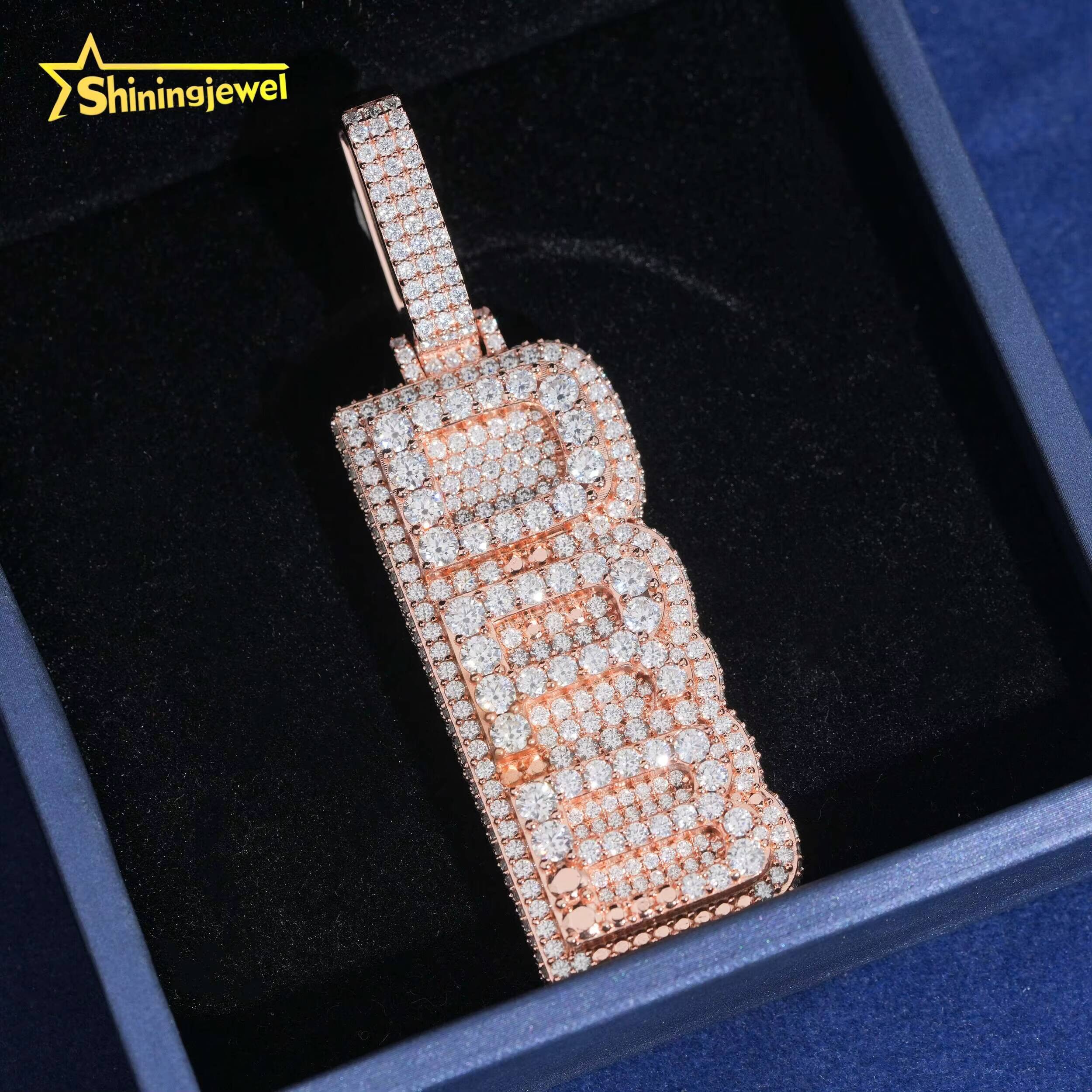 Fine Hip Hop Jewelry VVS Moissanite Letter Charm Jewelry 925 Silver Iced Out Diamond Moissanite Jewelry Rose Gold Pendant Charm