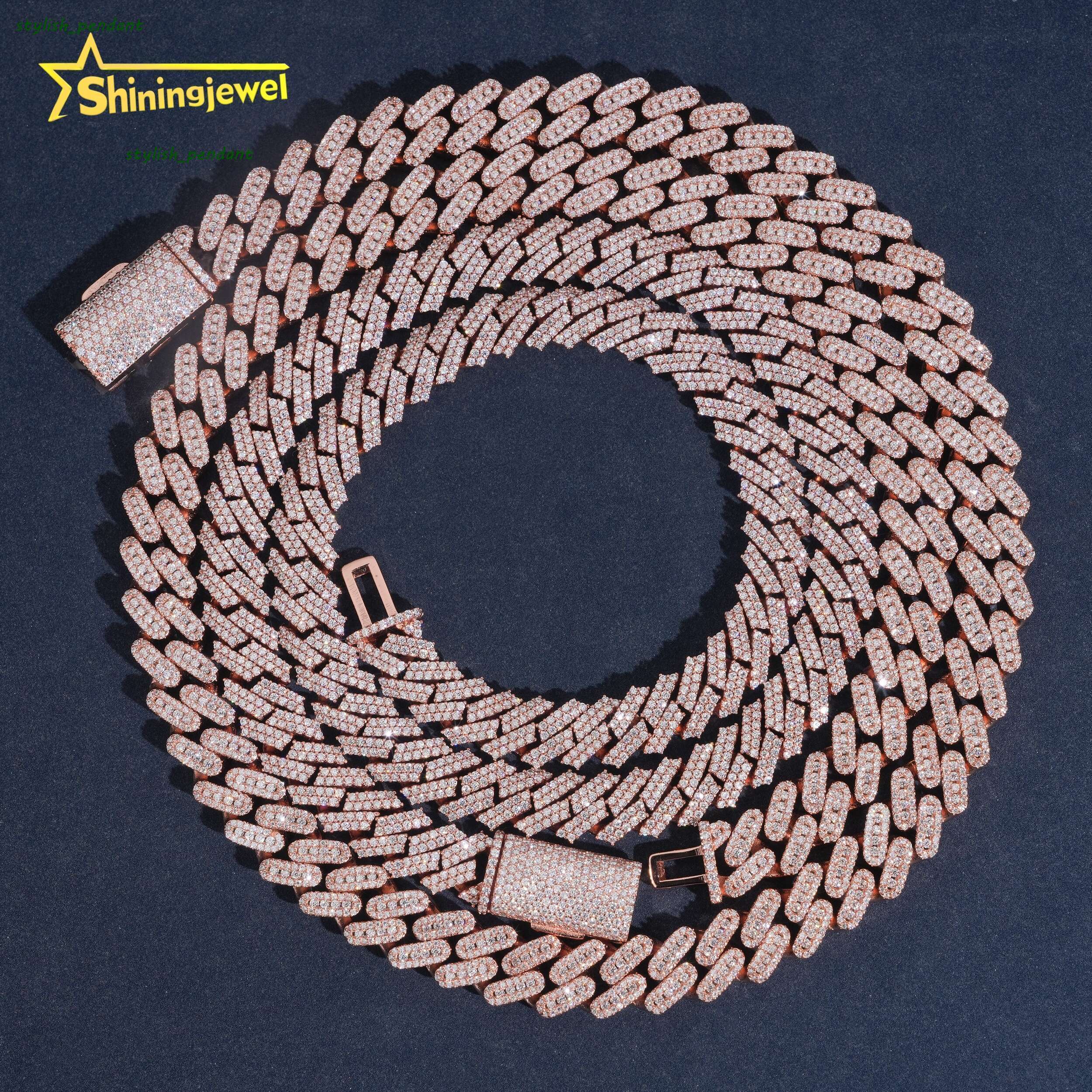Pass Diamond Tester 925 Silver Moissanite Cuban Chains Hot Sale 10mm Cuban Link Necklace Bracelet Hip Hop Jewelry