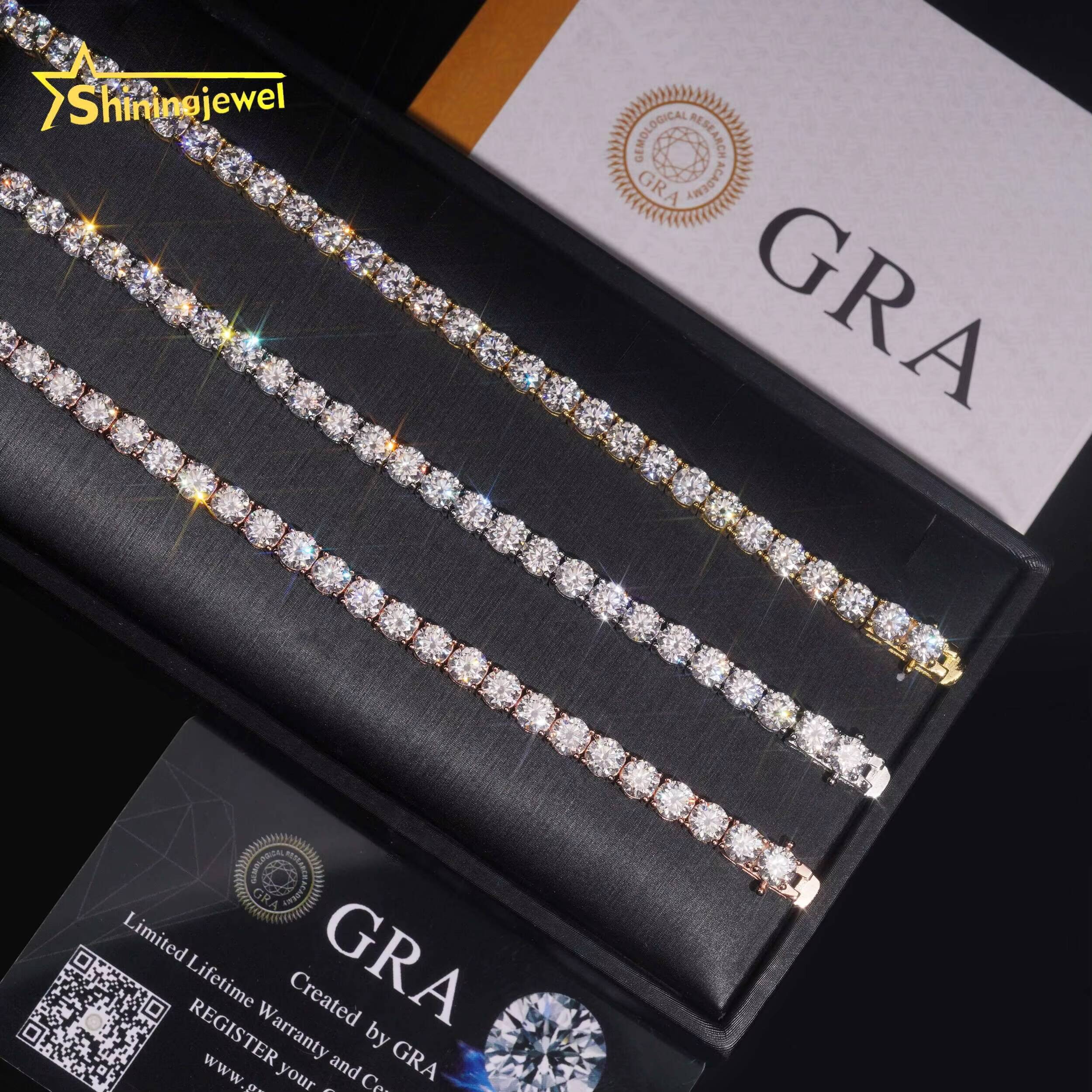 Ready to Ship Cheapest Price VVS Moissanite Pass Diamonds Test Gold Plated Sterling Silver 925 Tennis Chain Iced Out Jewelry