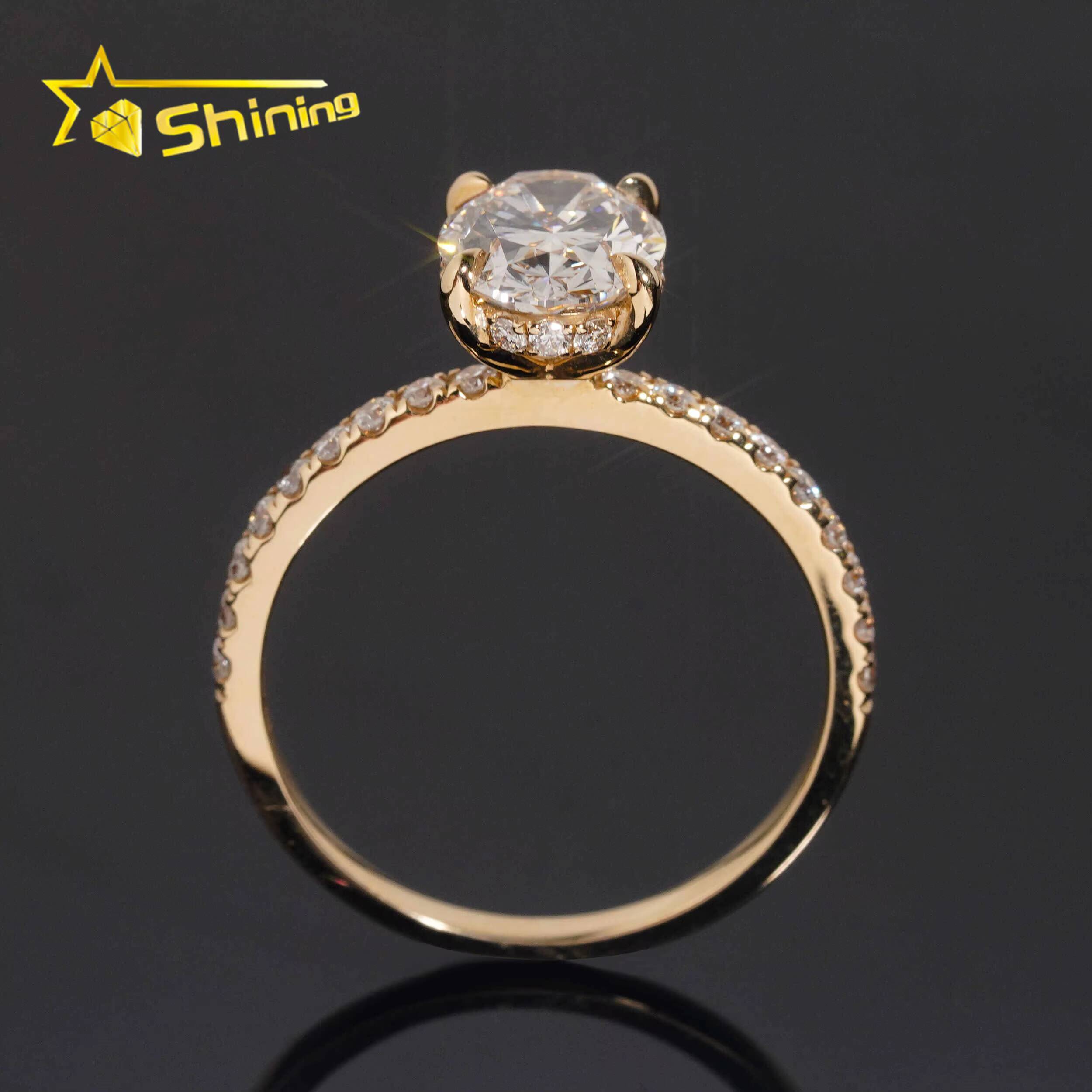 Halo Oval 2CT Lab Diamond Wedding Ring 925 Sterling Silver Gold Plated Half Paved Band Lab Grown Diamond Engagement Rings