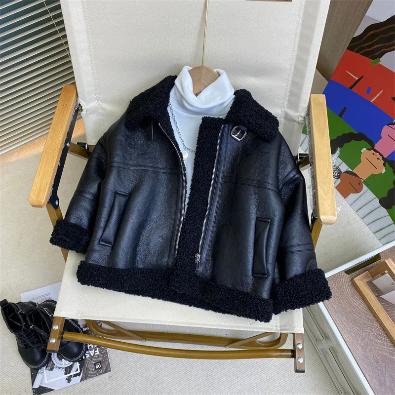 Boys Coat Jacket CottonWindbreak Cool PU Warm Plus Thicken Spring Autumn Tracksuit Teenagers Childrens Clothing 251027