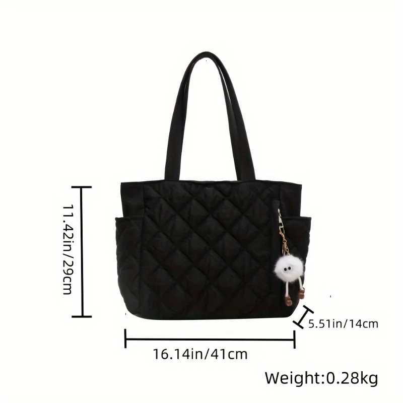 Womens Black Beige Rhombus Quilted Tote Bag Large Capacity Handbags Shoulder Bags with Quilted Purse for Travel Everyday UseW251028