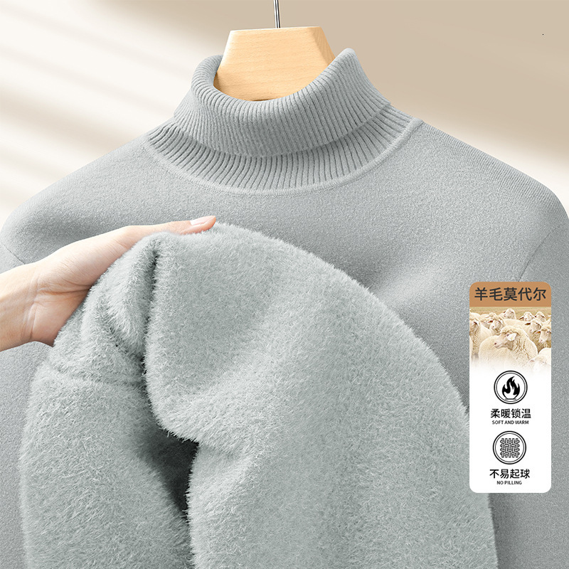 Modal Designer Sweater Simple High Neck Sweater For Men Warm Wool Knitwear One-piece Fleece Autumn And Winter Thickened Base Shirt For Men