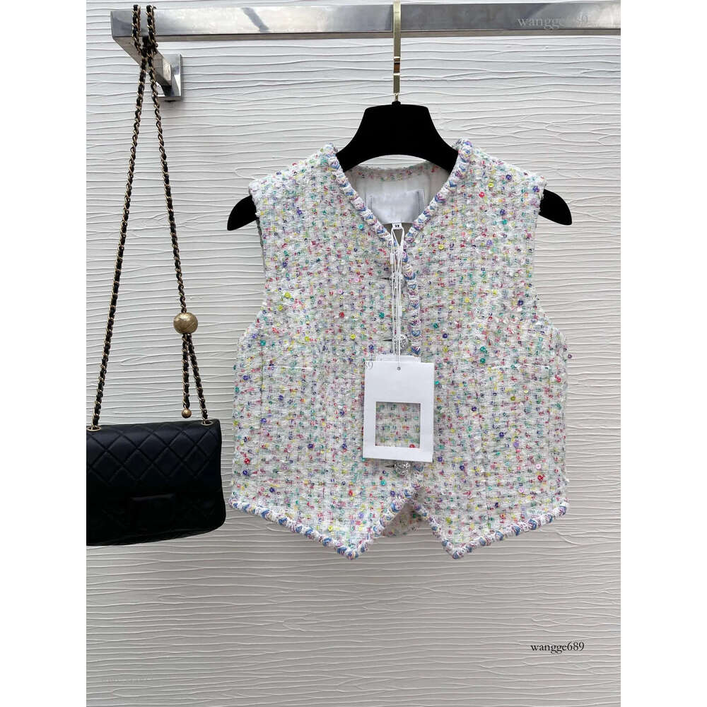 Chan New 2023 spring Women's brand jacket OOTD Fashion top-grade tweed waistcoat tops vest LOGO tweed coat summer Coats Short coat cardigan birth