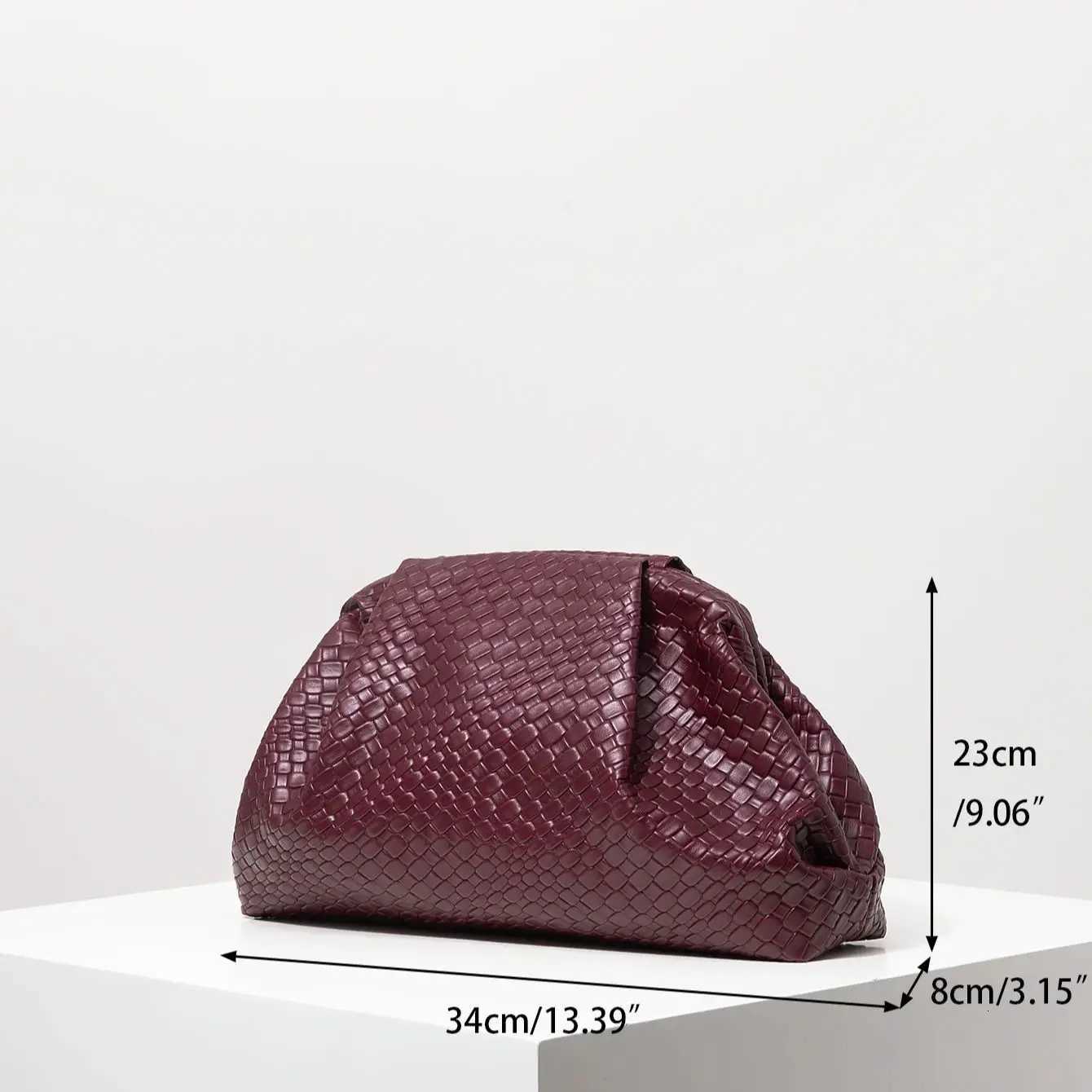 Vintage Artificial Leather Woven Pattern Clutch BagBurgundy BagProm Dresses for WomenLarge Capacity Women Purse H251027