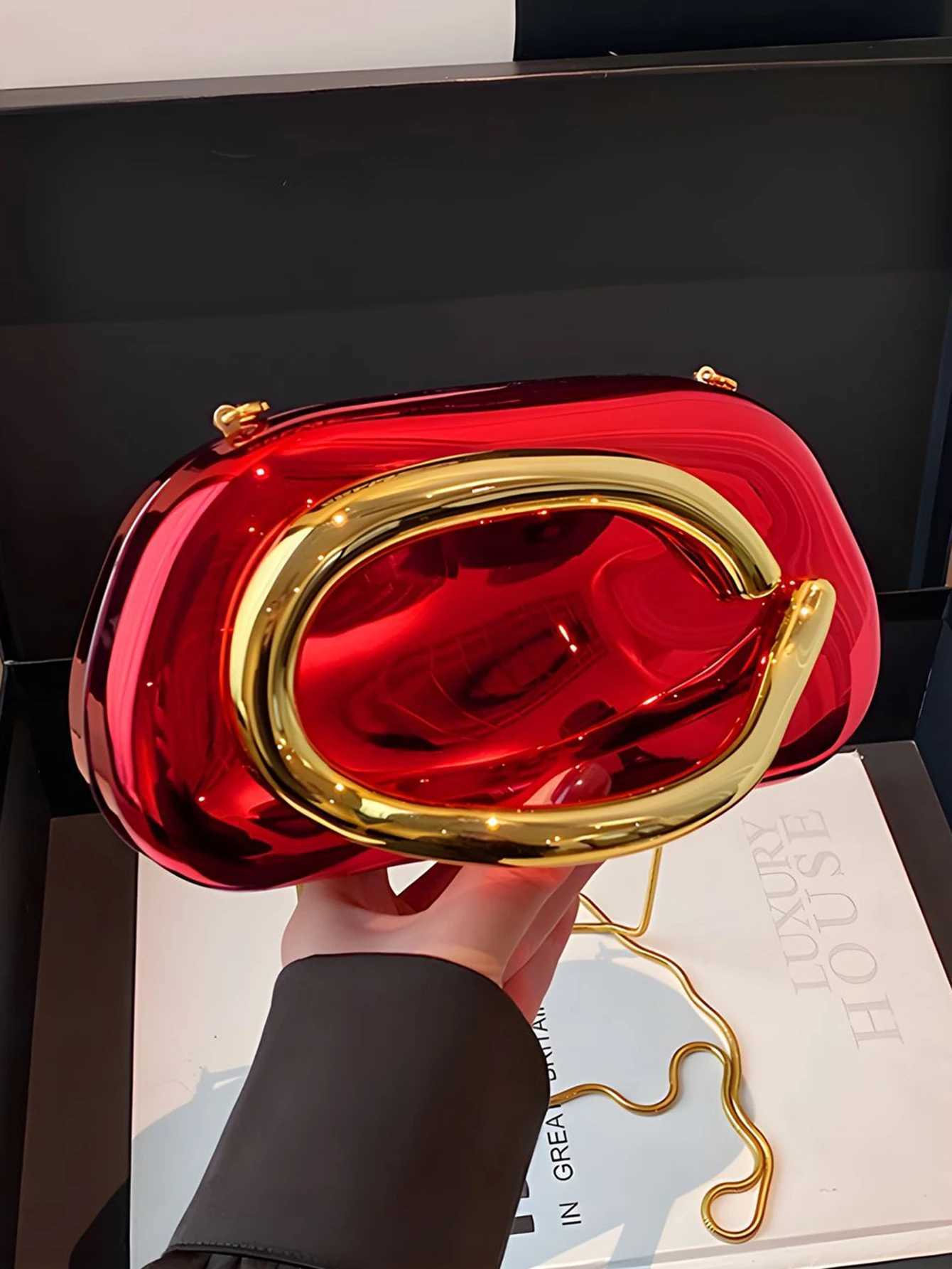 Fashion Elegant Metal Closure Box Shaped Crossbody Bags Women Evening Bags Wedding Mini Ladies Wallet Party Cute Purse ClutchBag H251027