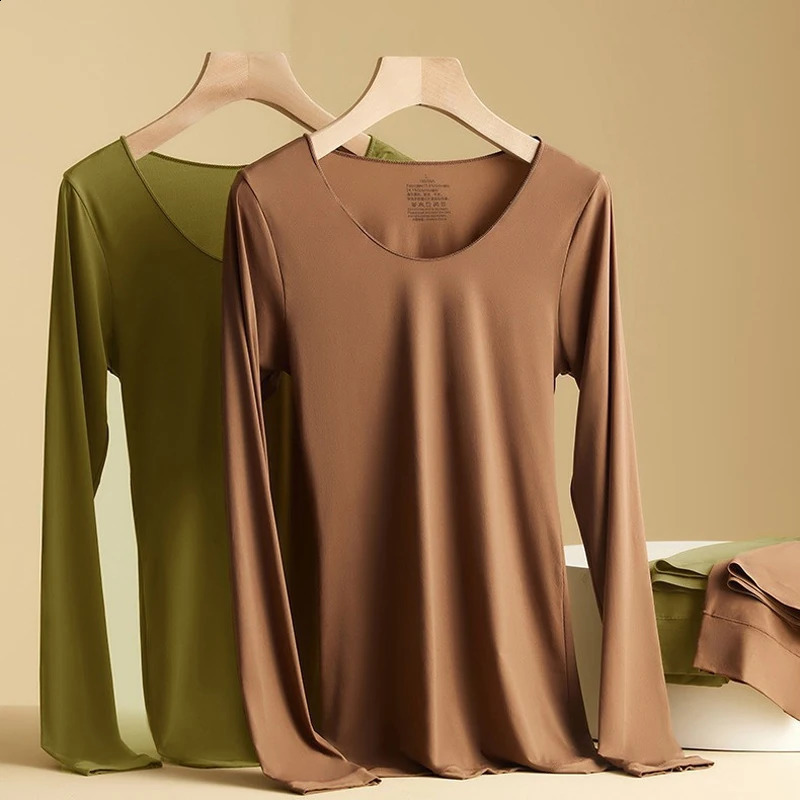 2pcs UltraThin Seamless Warm Underwear for Women HighElasticity Long Sleeve Slim Fit Top Womens Lightweight Sleepwea Lingerie 251027