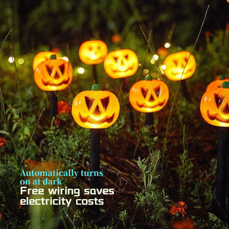 Solar Battery-Powered Lawn Ornaments - Unique Pumpkins & Skulls Design Ideal for Fall Seasonal Illumination169---WSJDC