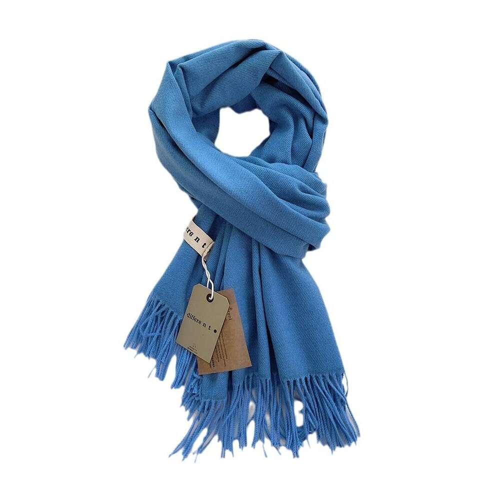 Women's Autumn Winter High-Quality Imitation Cashmere Feel Tassel Scarf Warm Single Shawl Japanese Korean Solid Color Neck Warmer