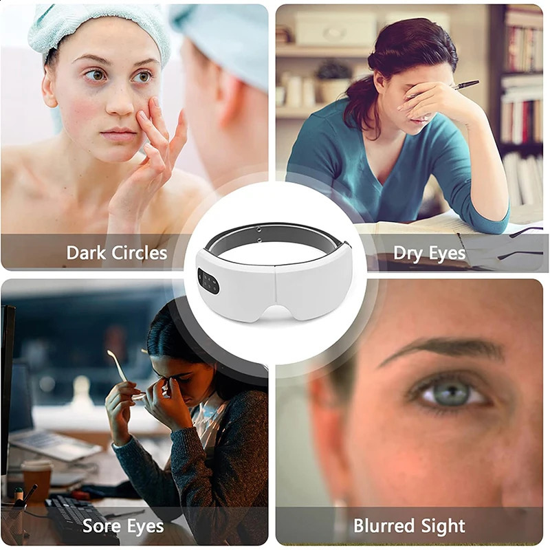Electric Heated Eye Massager Smart Airbag Vibration Eye Care Instrument With Bluetooth Eye Strain Migraines Relief Improve Sleep 251027