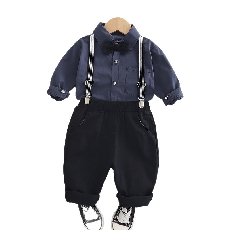 Free Shipping 2025 Solid Color Overalls Set, Spring Autumn 2-Piece Outfit, Fashion Casual Clothing for Baby Boy & Toddler
