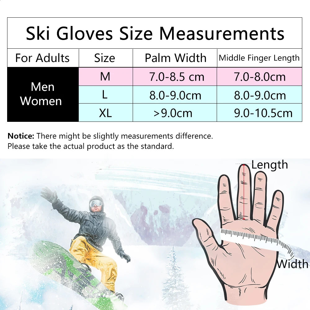 COPOZZ Ski Gloves Waterproof Gloves with Touchscreen Function Thermal Snowboard Gloves Warm Motorcycle Snow Gloves Men Women 251027