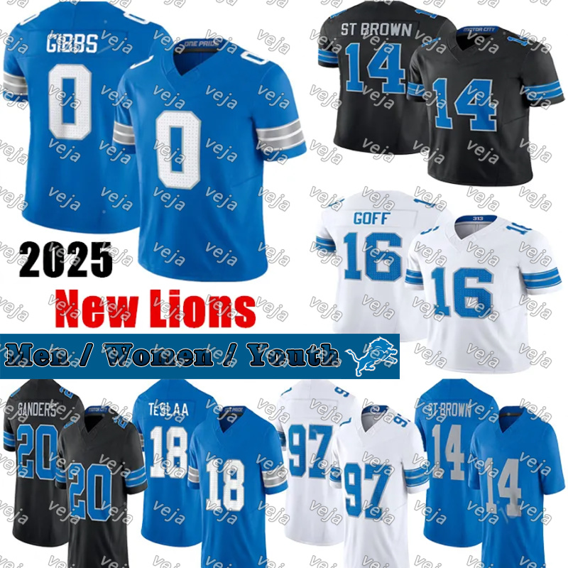 #16 Jared Goff Jersey #0 Jahmyr Gibbs #14 St Brown Detroit lionss jersey Barry Sanders Sam LaPorta Sam LaPorta Penei Sewell Jameson Williams