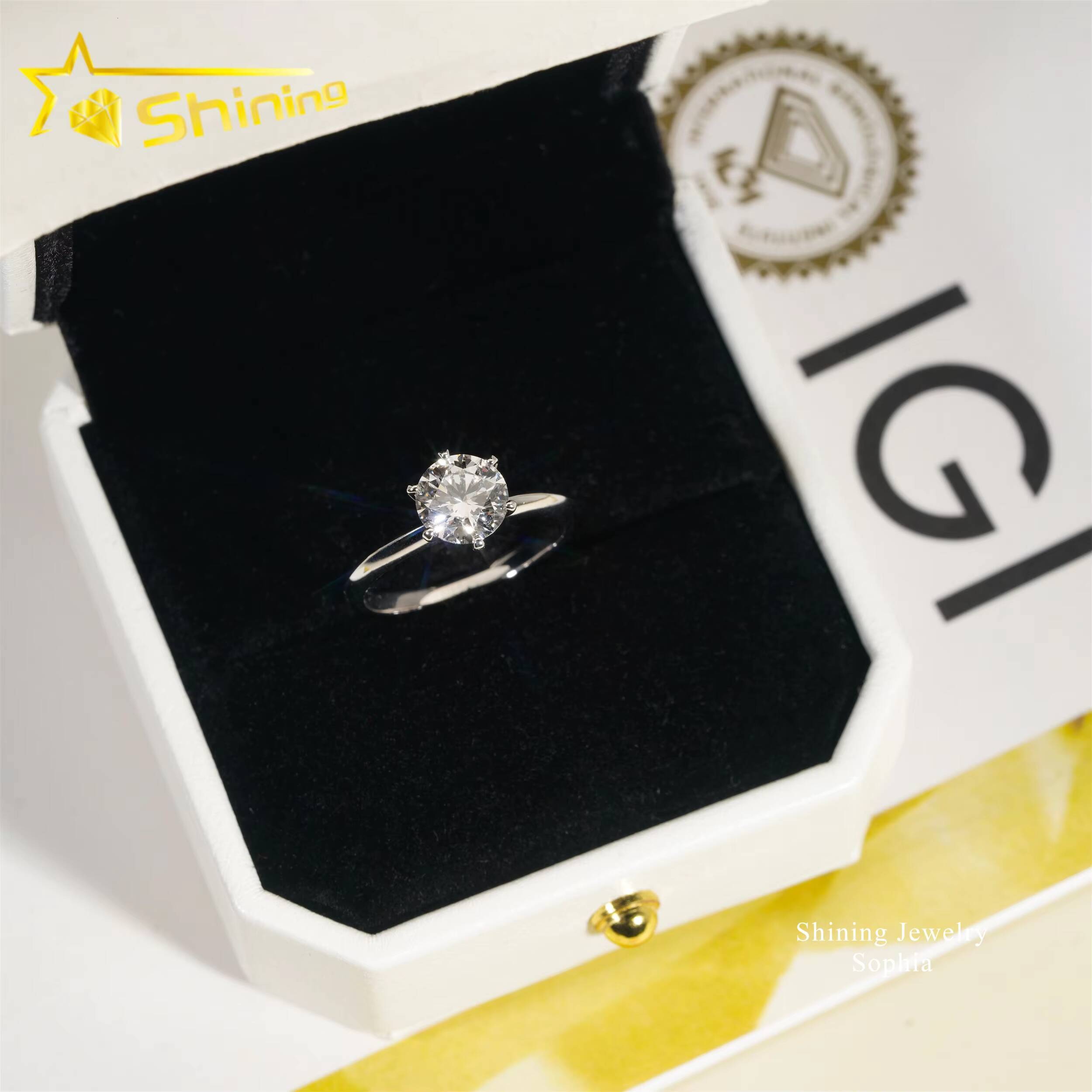 IGI Certificate Solitaire Design Wedding Ring Band 18K Real Solid Gold 3carat Lab Grown Diamond Rings Women Engagement Ring