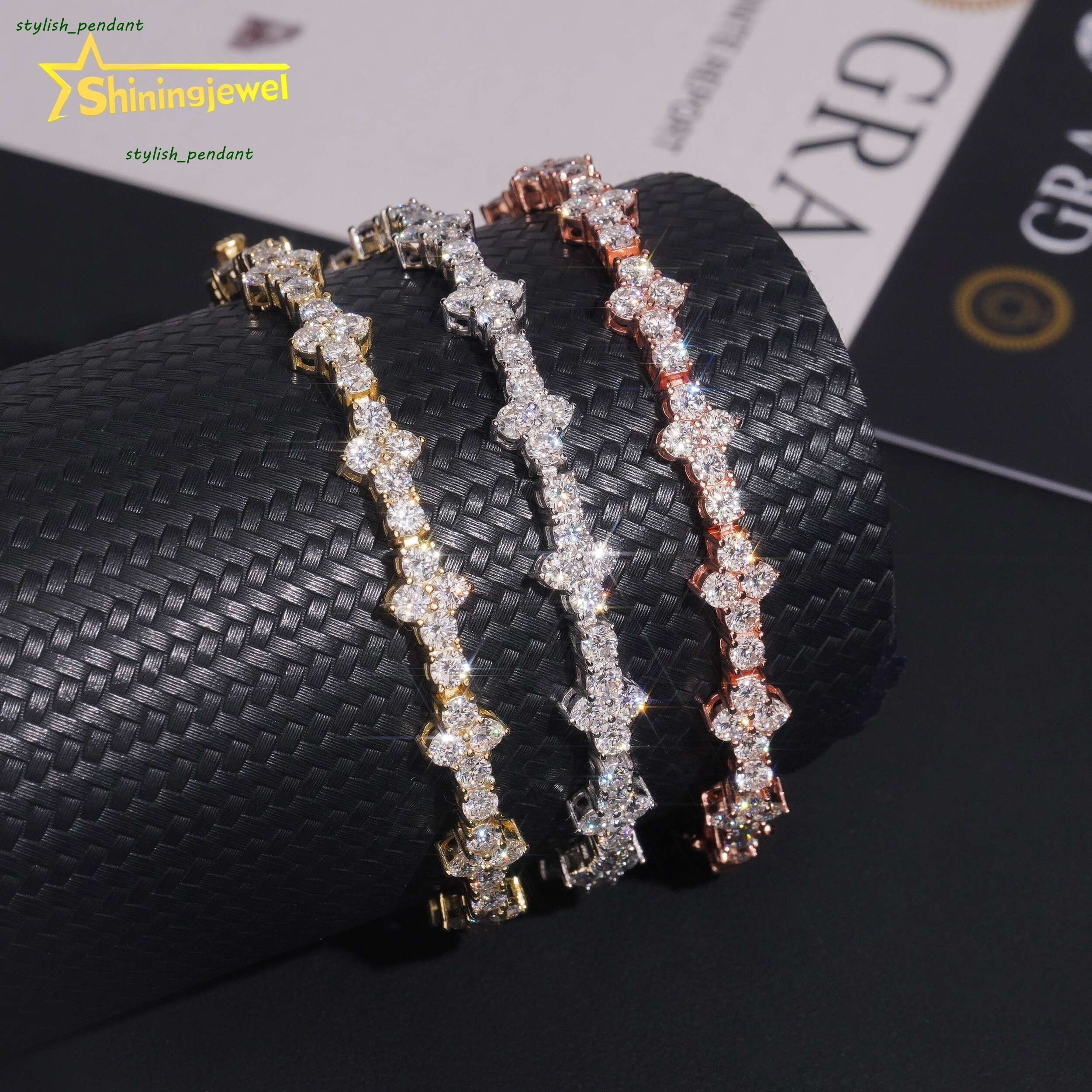 Wholesale Price Fashion Jewelry 925 Sterling Silver 3mm VVS Moissanite Cross Tennis Bracelet