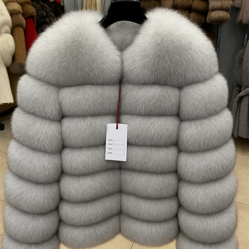 QUEENTINA Fox Fur 70cm Coat Winter WomenS Fashion Furry 2025 Leather And Skin White Natural In Coats Jackets 251027